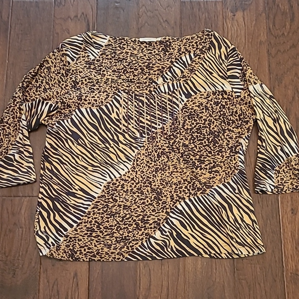 💥3for$12💥 Choices animal print 3/4 length sleeve shirt size 3X